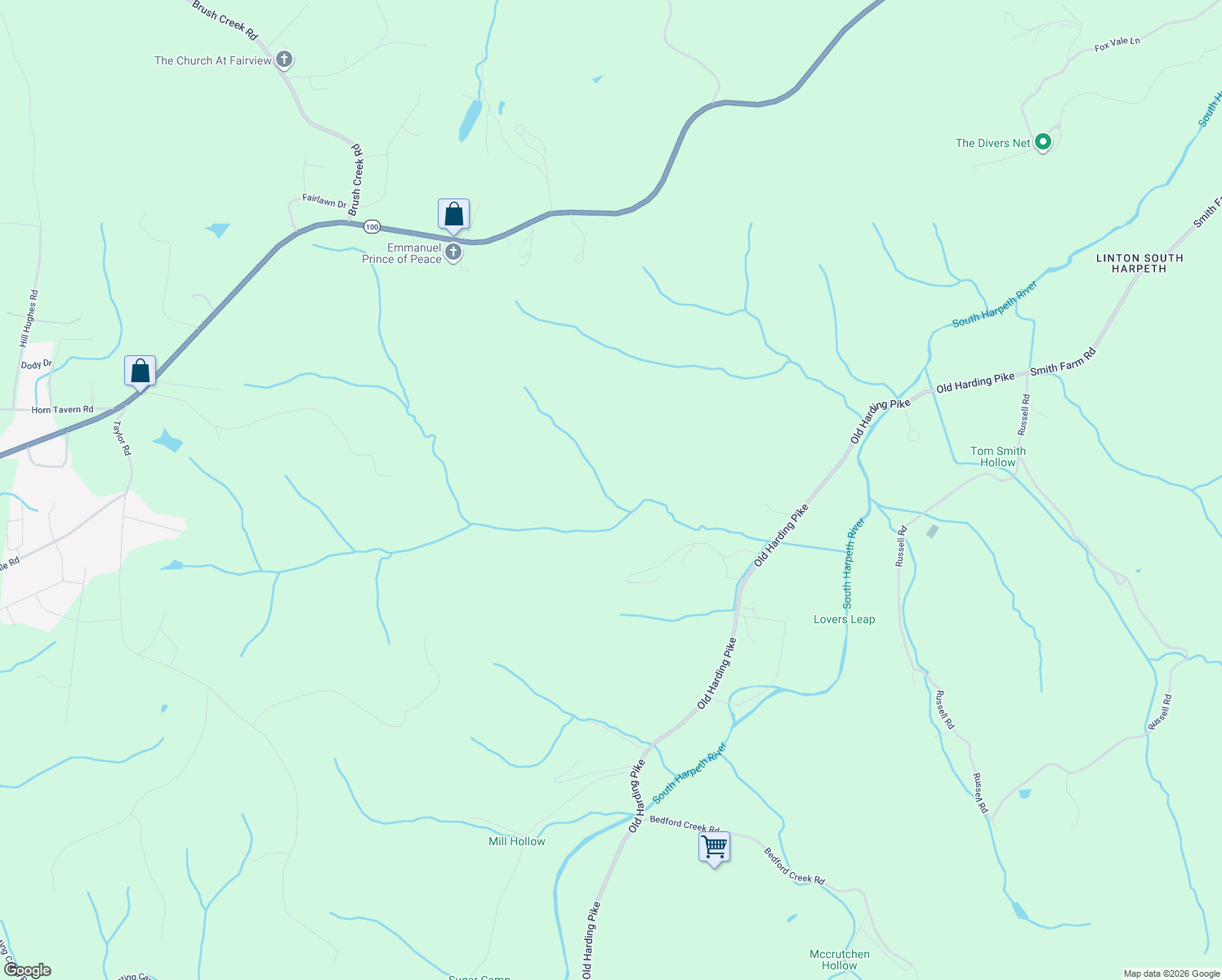 map of restaurants, bars, coffee shops, grocery stores, and more near 5185 Old Harding Road in Franklin