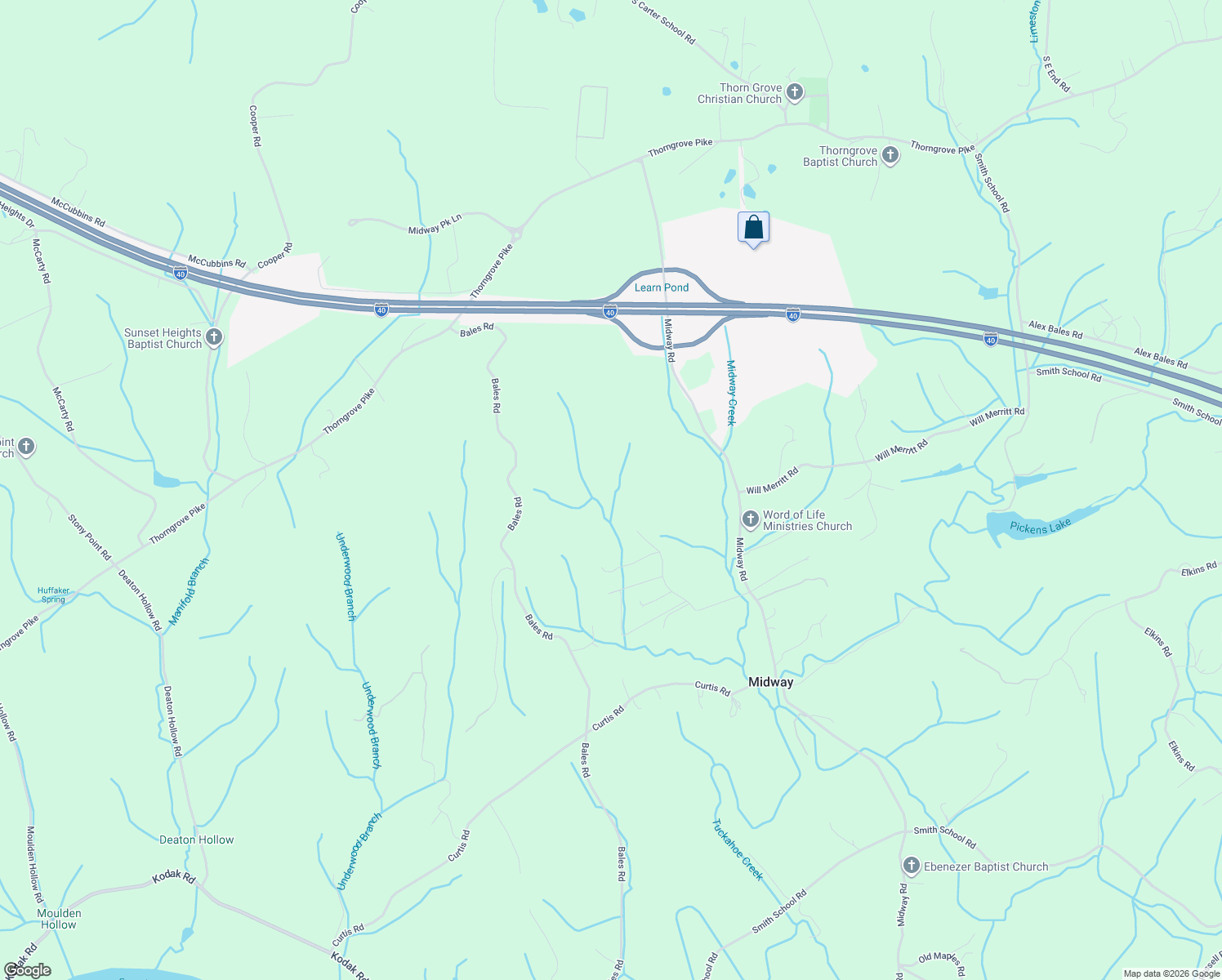 map of restaurants, bars, coffee shops, grocery stores, and more near 1400 Frank Merritt Lane in Strawberry Plains