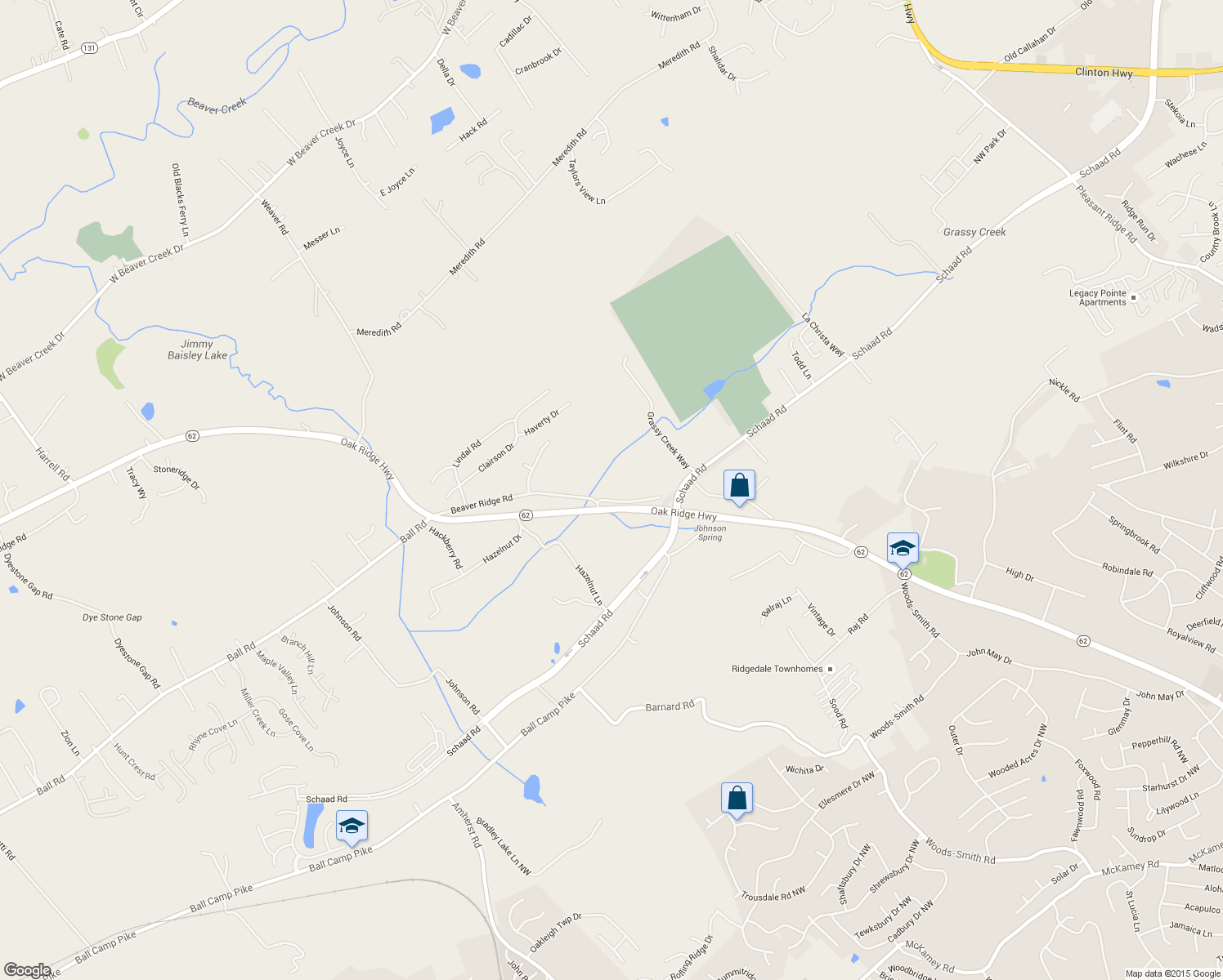 map of restaurants, bars, coffee shops, grocery stores, and more near 4603 Beaver Ridge Road in Knoxville