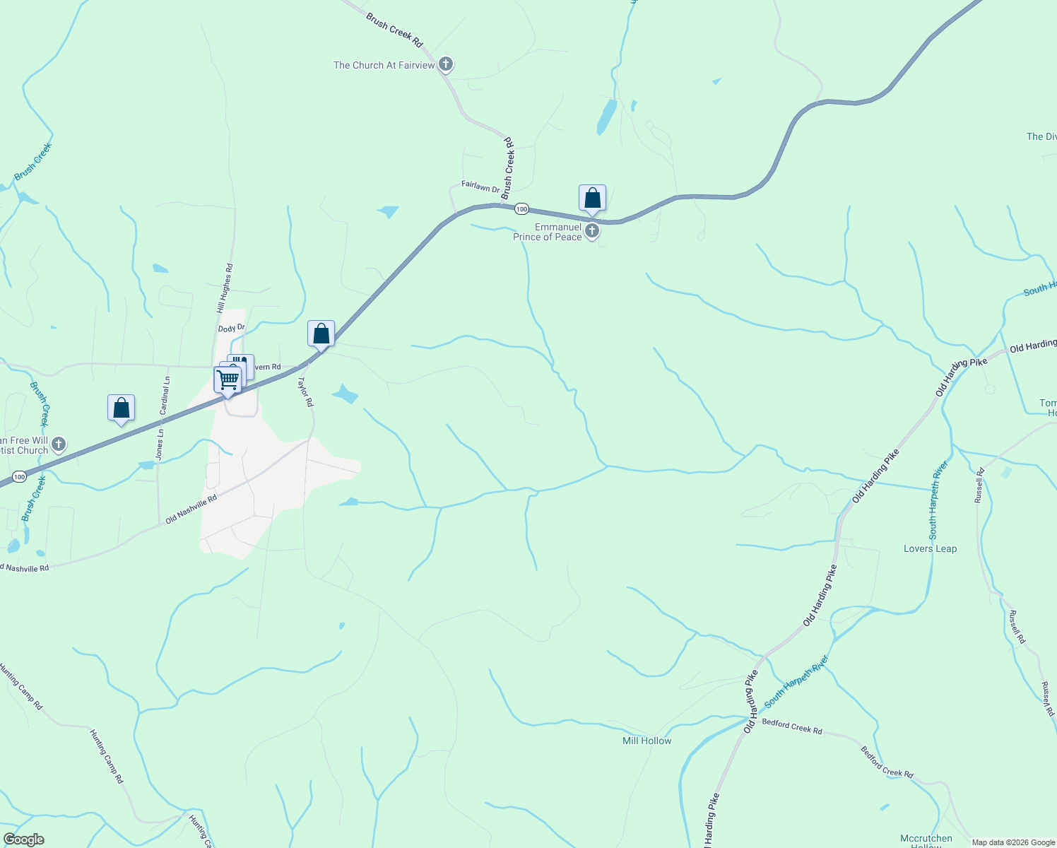 map of restaurants, bars, coffee shops, grocery stores, and more near 6884 Talley Hollow Road in Fairview