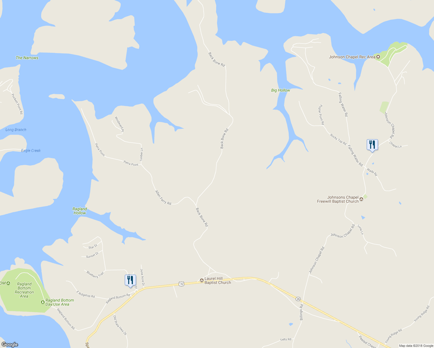 map of restaurants, bars, coffee shops, grocery stores, and more near 1060 Back Bone Rd in Sparta