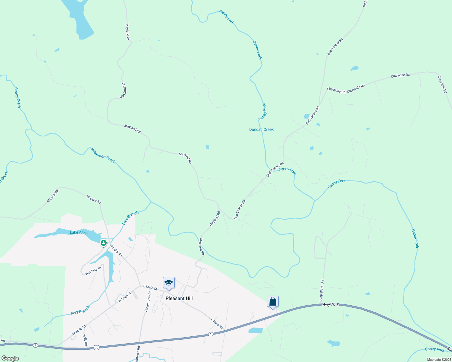 map of restaurants, bars, coffee shops, grocery stores, and more near 225 Bob Austin Road in Crossville