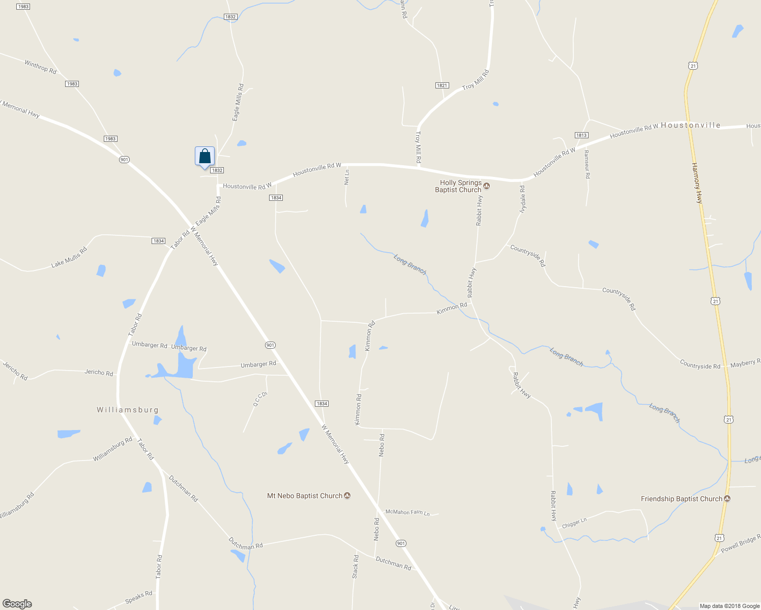 map of restaurants, bars, coffee shops, grocery stores, and more near 216 Kimmon Road in Harmony