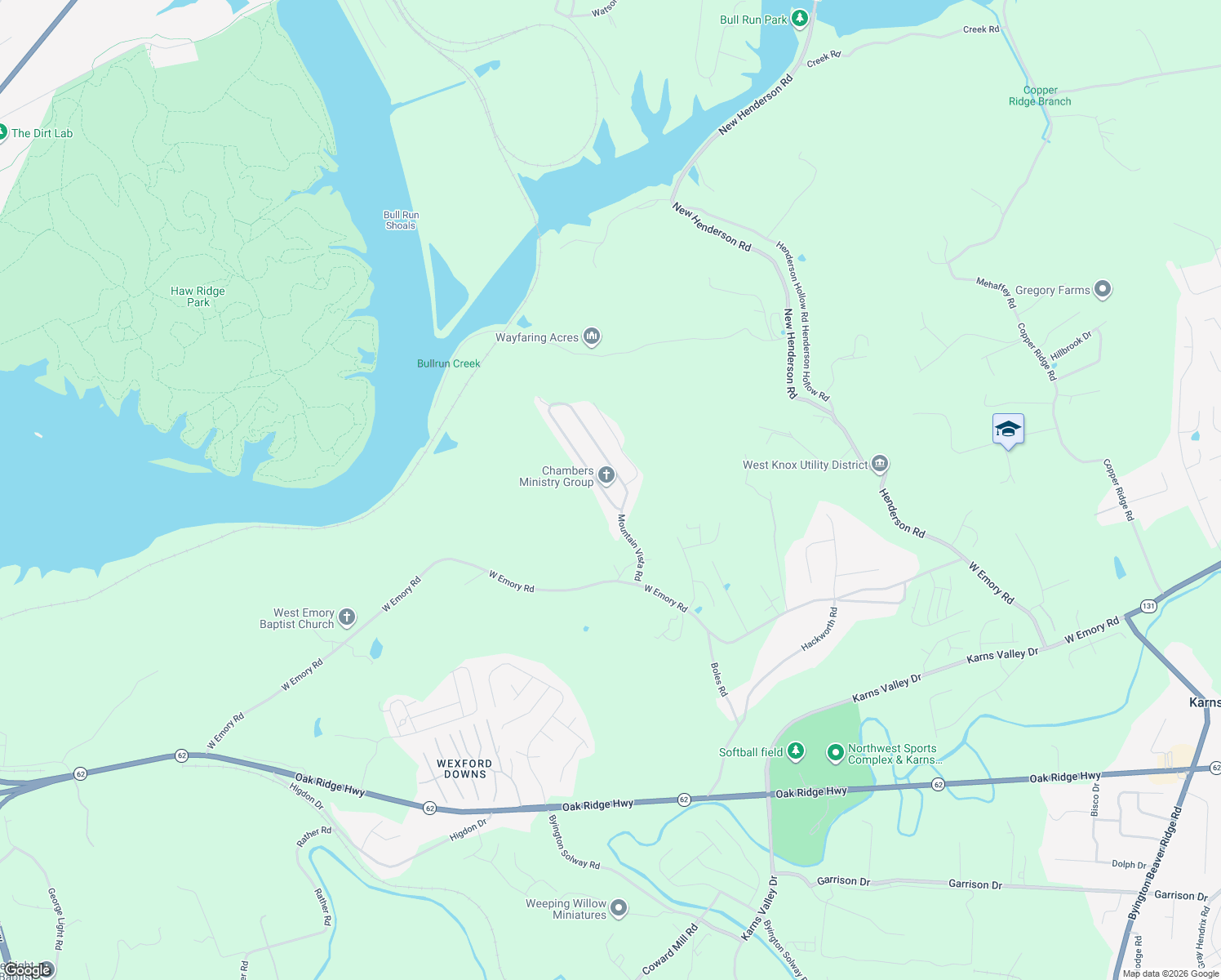 map of restaurants, bars, coffee shops, grocery stores, and more near 4085 Mountain Vista Road in Knoxville