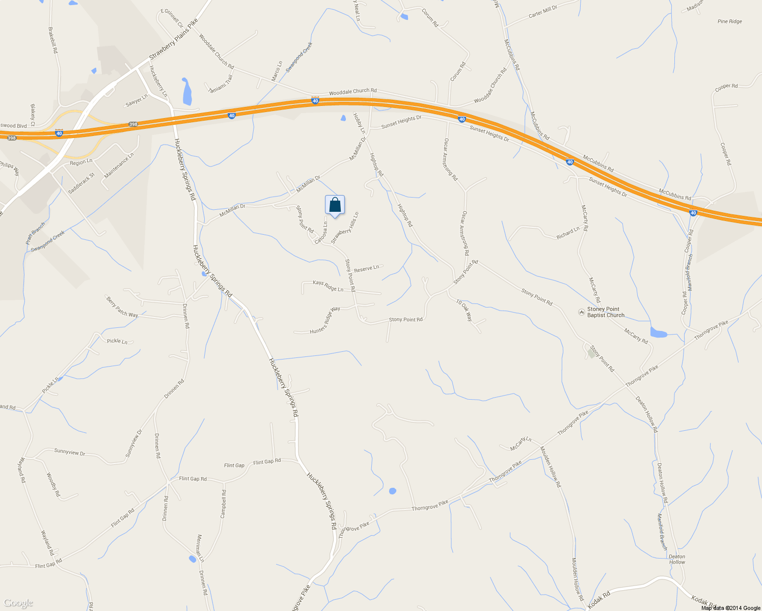 map of restaurants, bars, coffee shops, grocery stores, and more near 7720 Misty Point Way in Knoxville