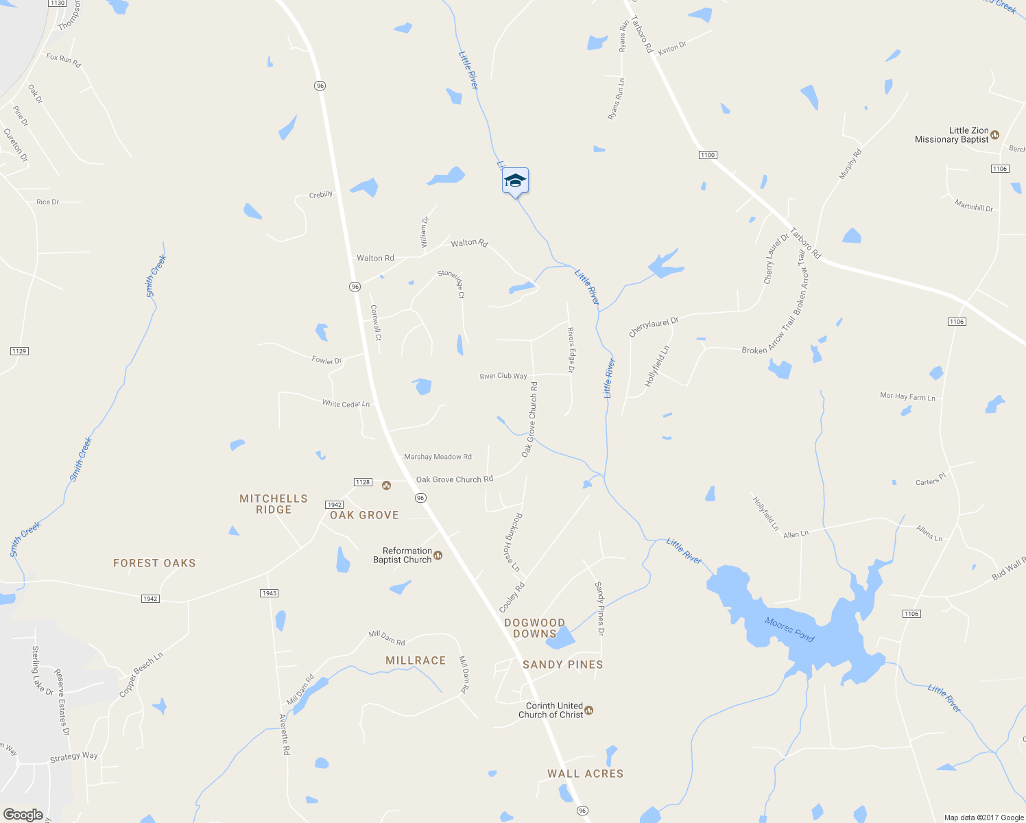 map of restaurants, bars, coffee shops, grocery stores, and more near 175 Oak Grove Church Road in Youngsville