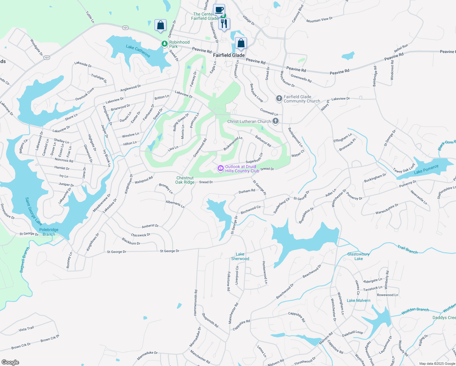 map of restaurants, bars, coffee shops, grocery stores, and more near 206 Dublin Lane in Crossville