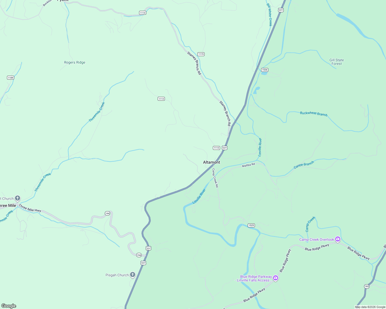 map of restaurants, bars, coffee shops, grocery stores, and more near 7768 Linville Falls Highway in Newland