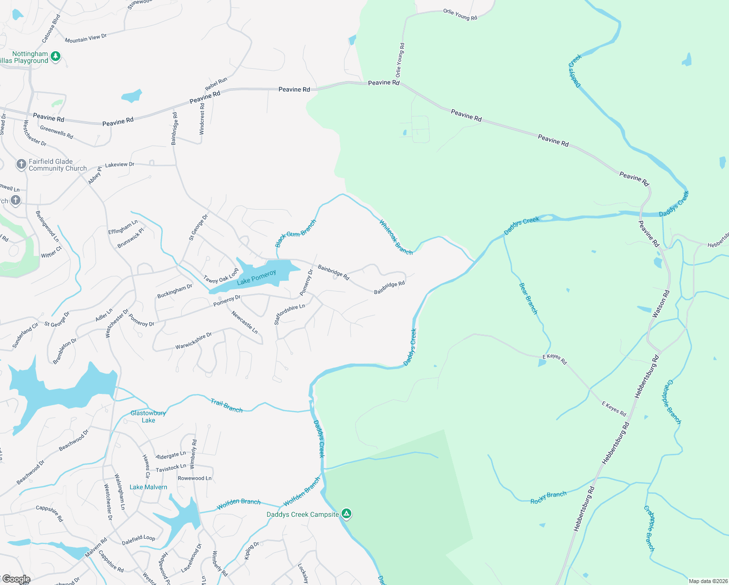 map of restaurants, bars, coffee shops, grocery stores, and more near 336 Bainbridge Road in Crossville