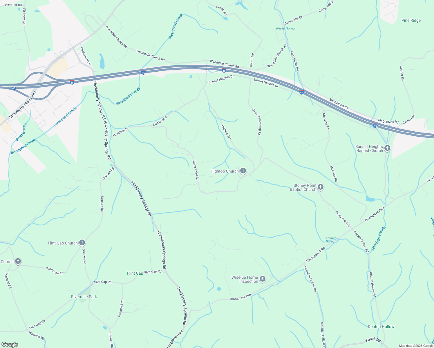 map of restaurants, bars, coffee shops, grocery stores, and more near 7721 Broken Ridge Way in Knoxville