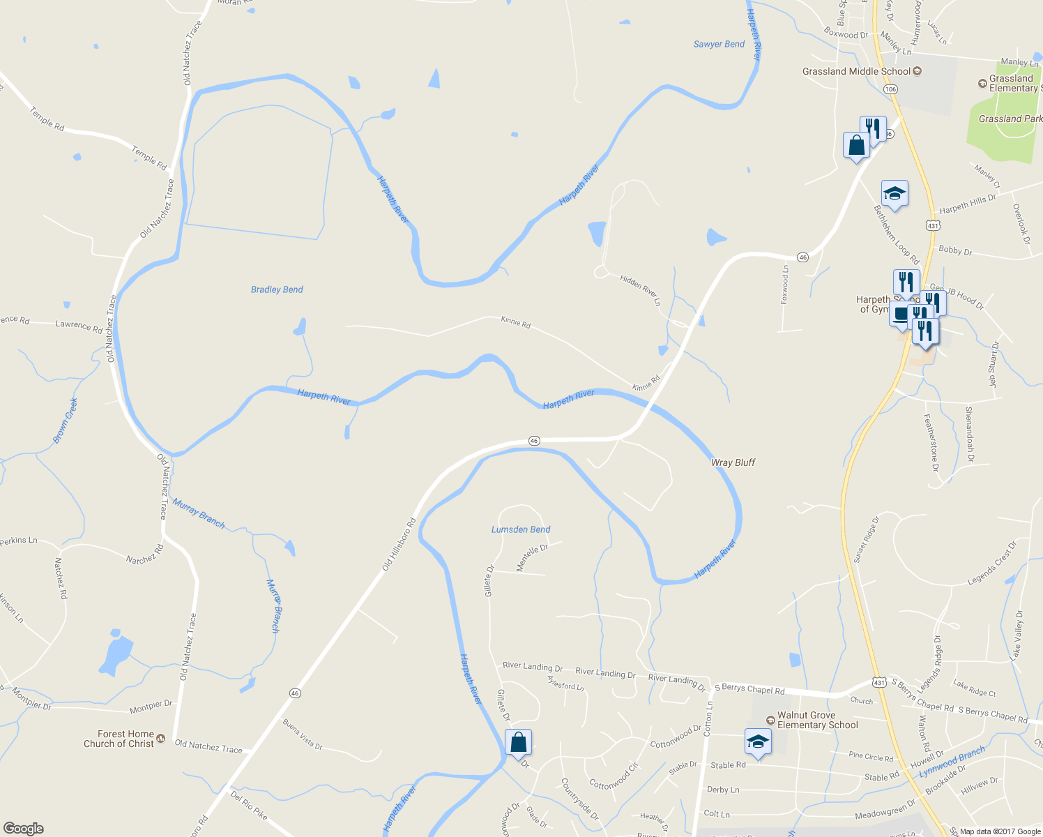 map of restaurants, bars, coffee shops, grocery stores, and more near 1446 Old Hillsboro Road in Franklin