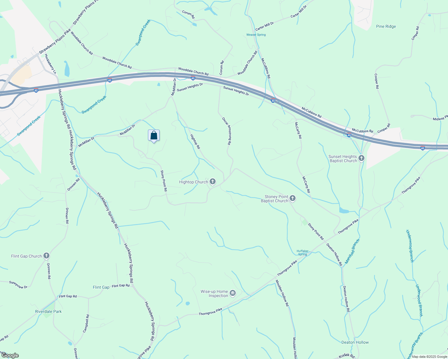 map of restaurants, bars, coffee shops, grocery stores, and more near 1682 Hightop Road in Knoxville