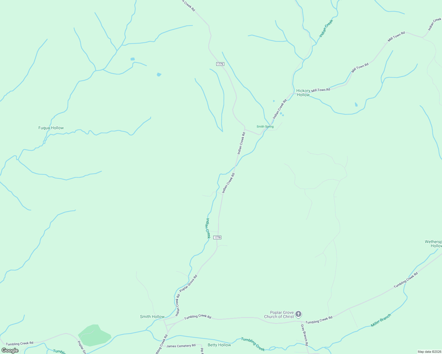 map of restaurants, bars, coffee shops, grocery stores, and more near 9501 Indian Creek Road in McEwen