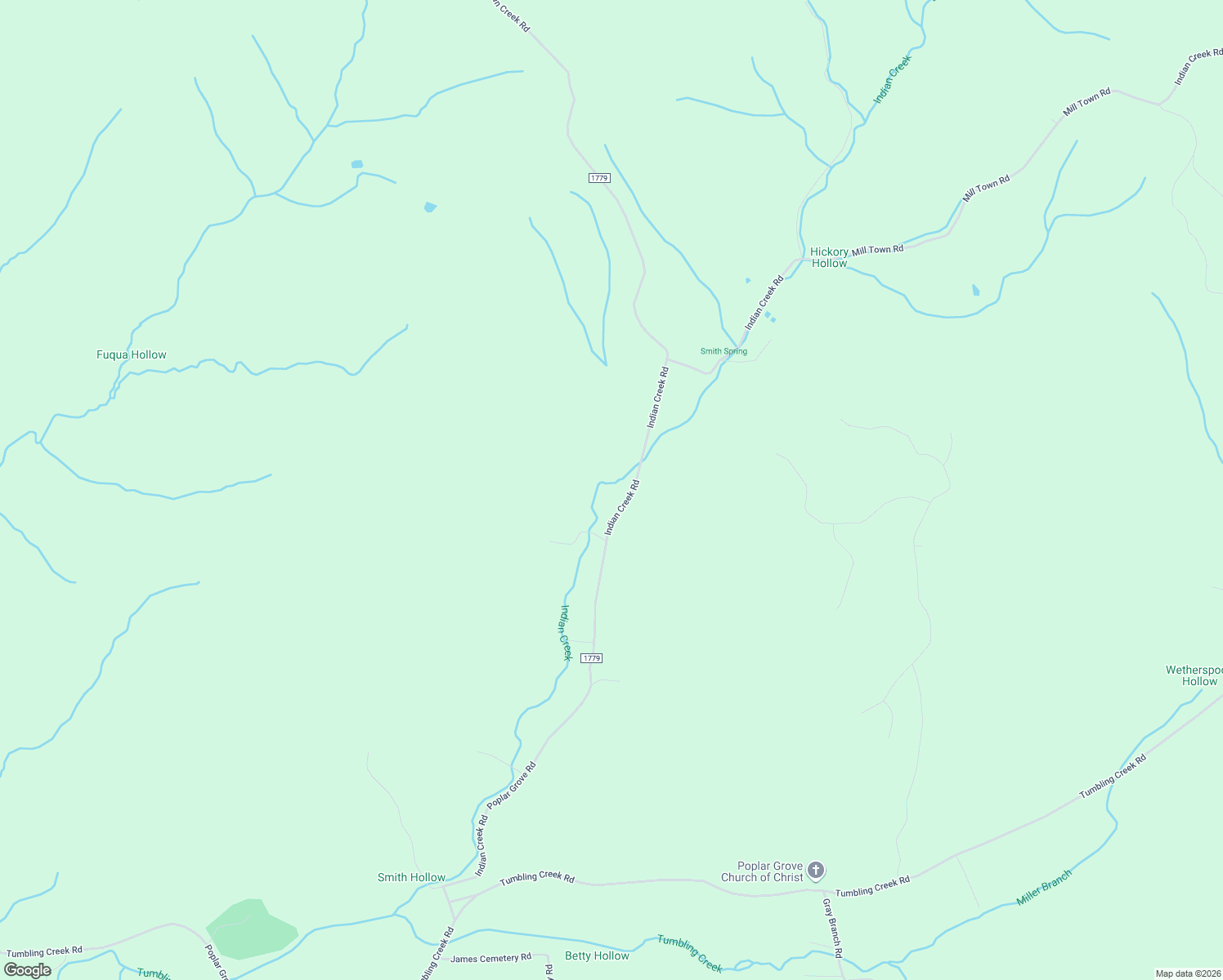 map of restaurants, bars, coffee shops, grocery stores, and more near 9501 Indian Creek Road in McEwen
