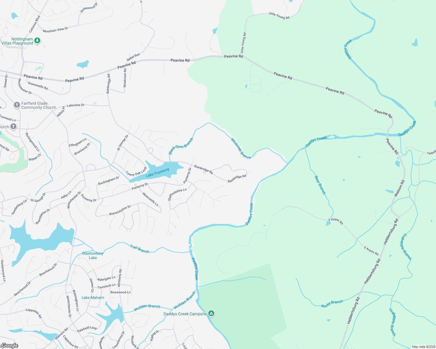map of restaurants, bars, coffee shops, grocery stores, and more near 336 Bainbridge Road in Crossville