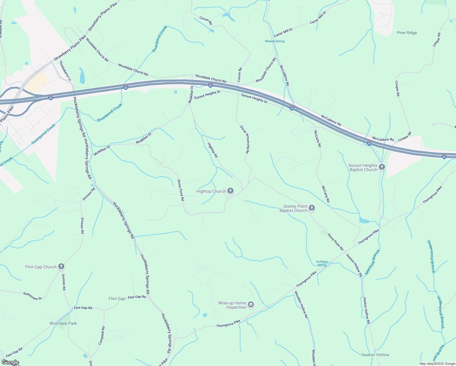 map of restaurants, bars, coffee shops, grocery stores, and more near 1682 Hightop Road in Knoxville