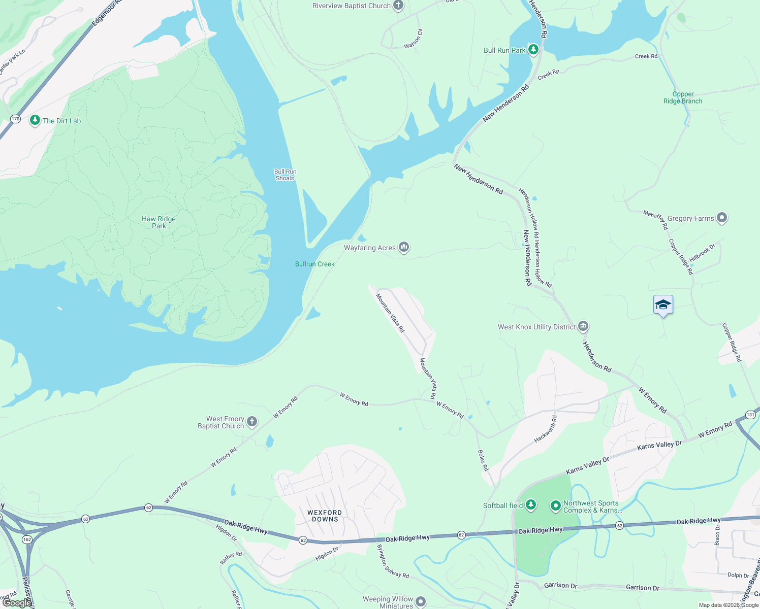 map of restaurants, bars, coffee shops, grocery stores, and more near 4018 Mountain Vista Road in Knoxville