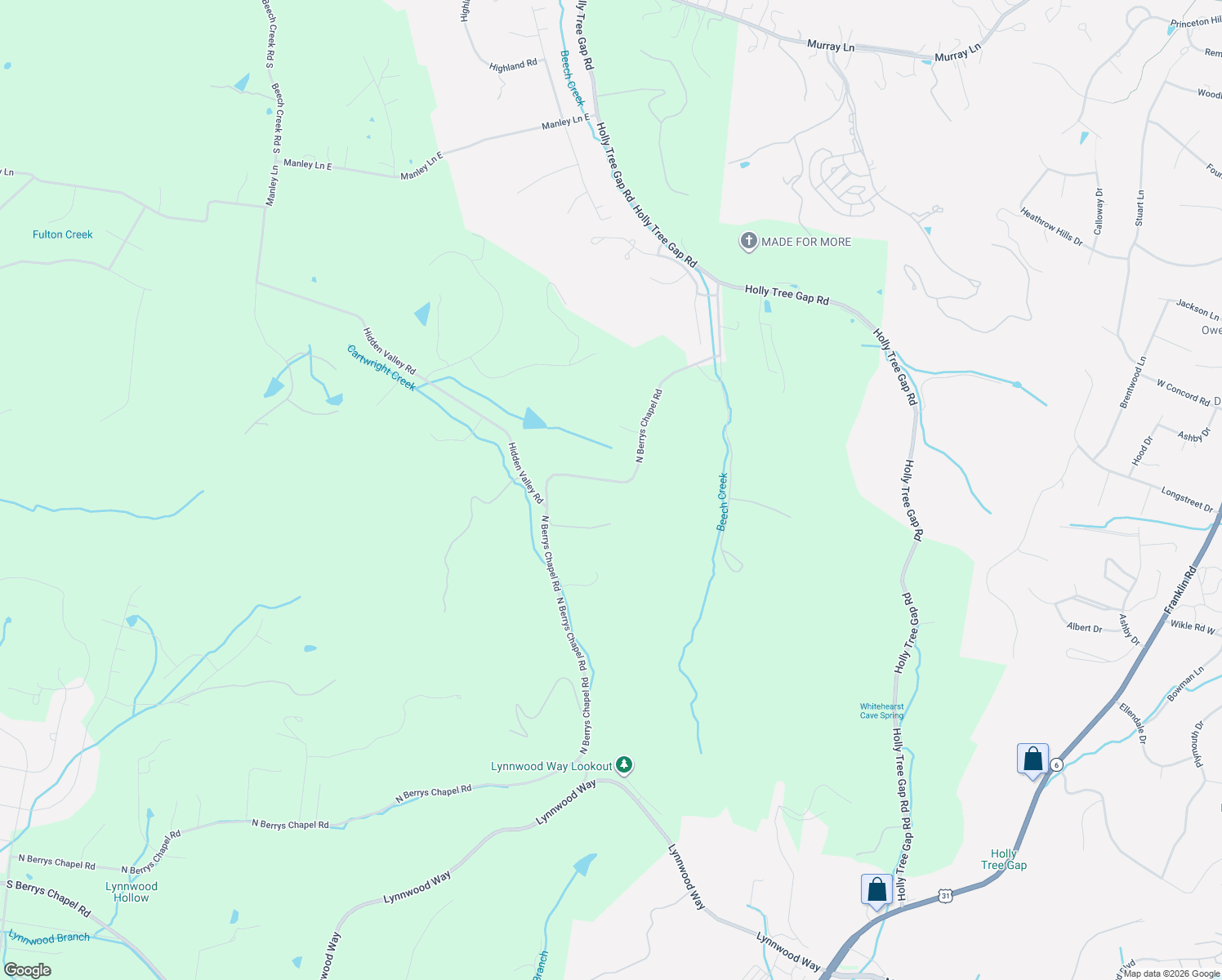 map of restaurants, bars, coffee shops, grocery stores, and more near 2428 North Berrys Chapel Road in Franklin