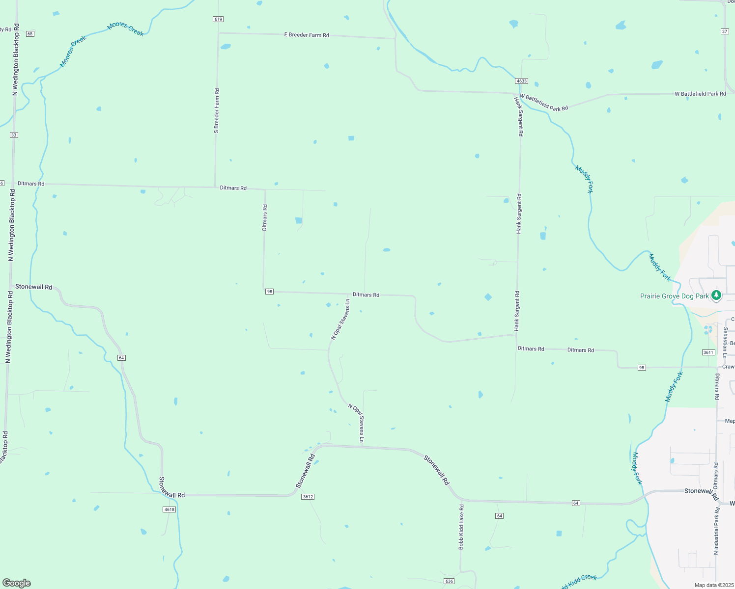 map of restaurants, bars, coffee shops, grocery stores, and more near 16648 Ditmars Road in Prairie Grove