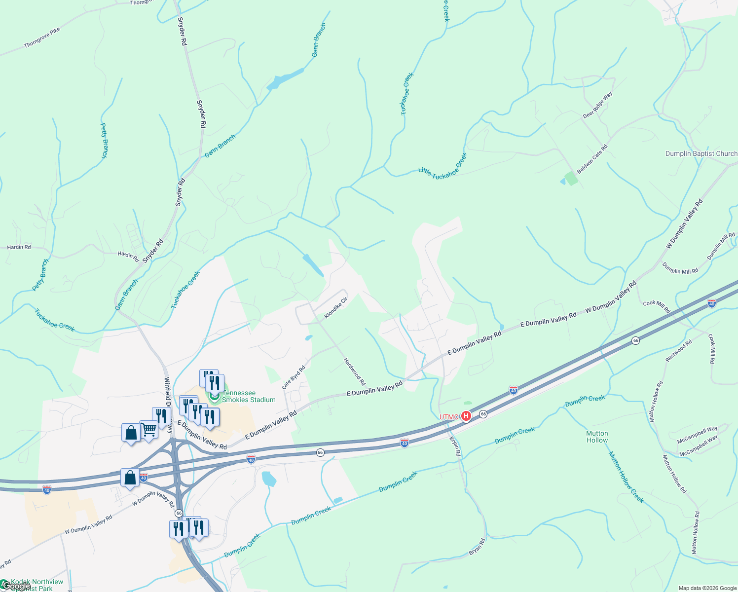 map of restaurants, bars, coffee shops, grocery stores, and more near 3849 Catewright Road in Sevier County