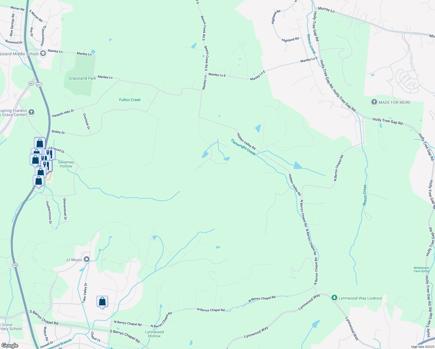 map of restaurants, bars, coffee shops, grocery stores, and more near 1405 Montmorenci Pass in Brentwood