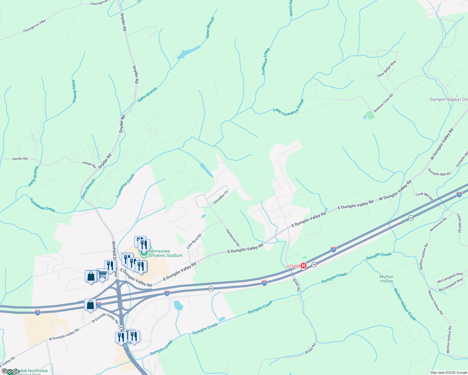 map of restaurants, bars, coffee shops, grocery stores, and more near 3849 Catewright Road in Kodak