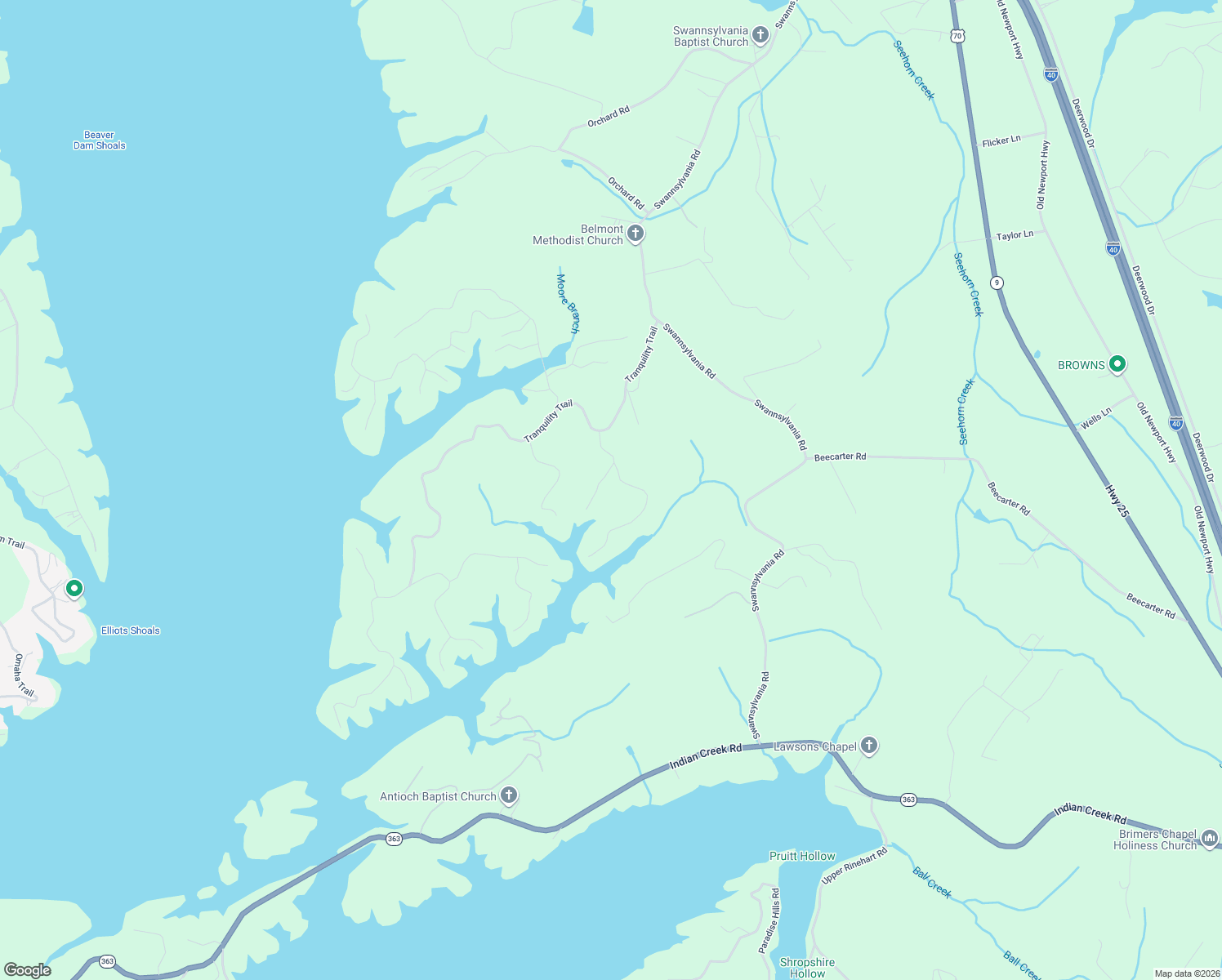map of restaurants, bars, coffee shops, grocery stores, and more near 2004 Timber Ct in Dandridge