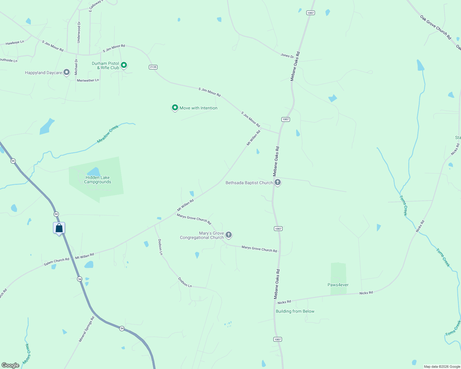 map of restaurants, bars, coffee shops, grocery stores, and more near 3835 Mount Willen Road in Haw River