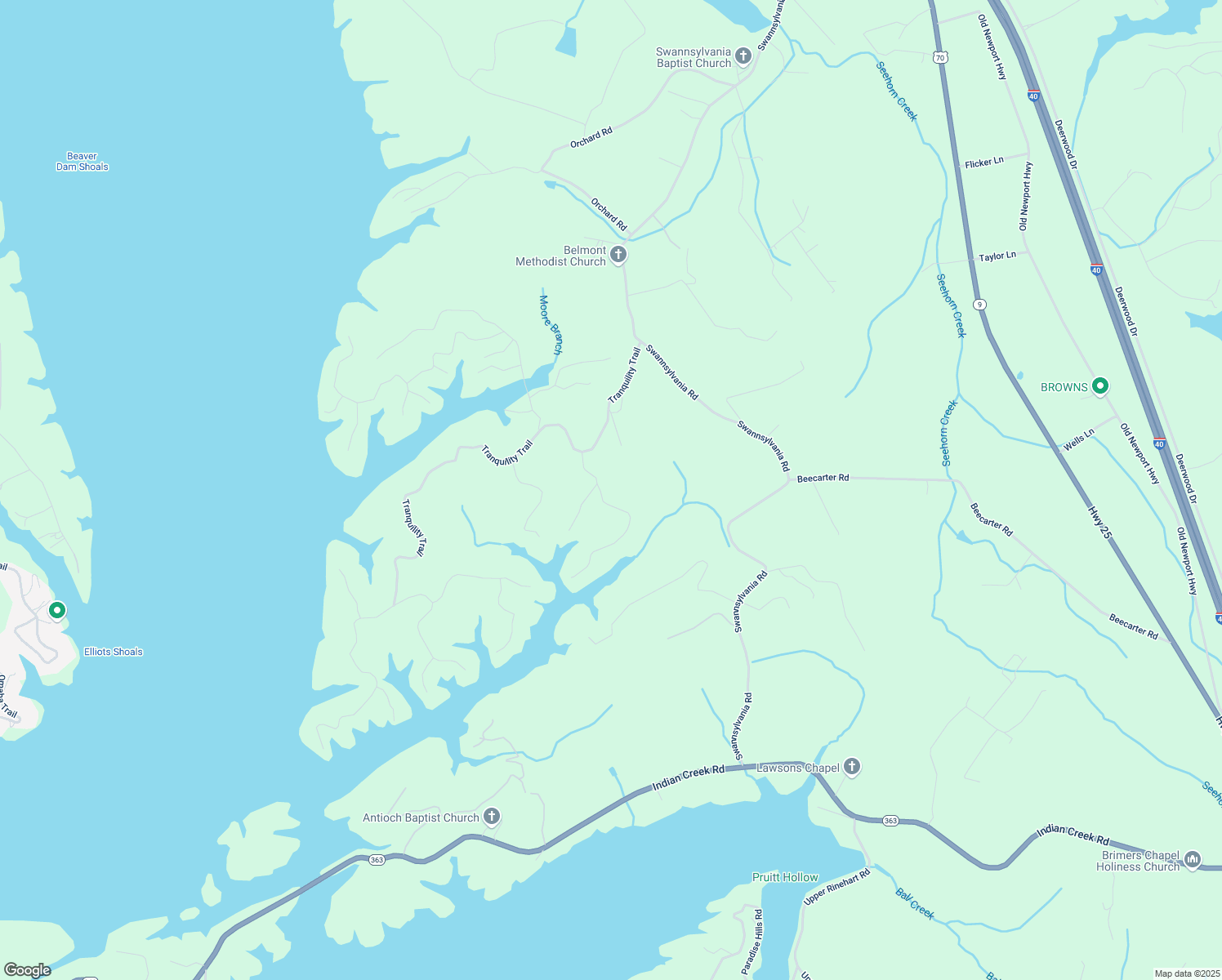 map of restaurants, bars, coffee shops, grocery stores, and more near 516 Turtle Dove Trail in Dandridge