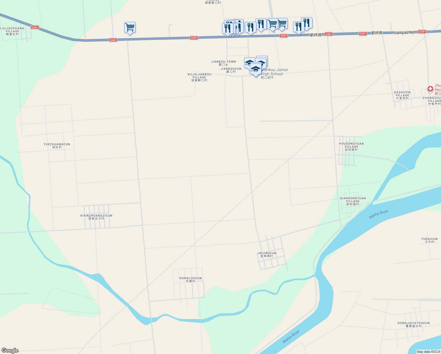 map of restaurants, bars, coffee shops, grocery stores, and more near in Weifang