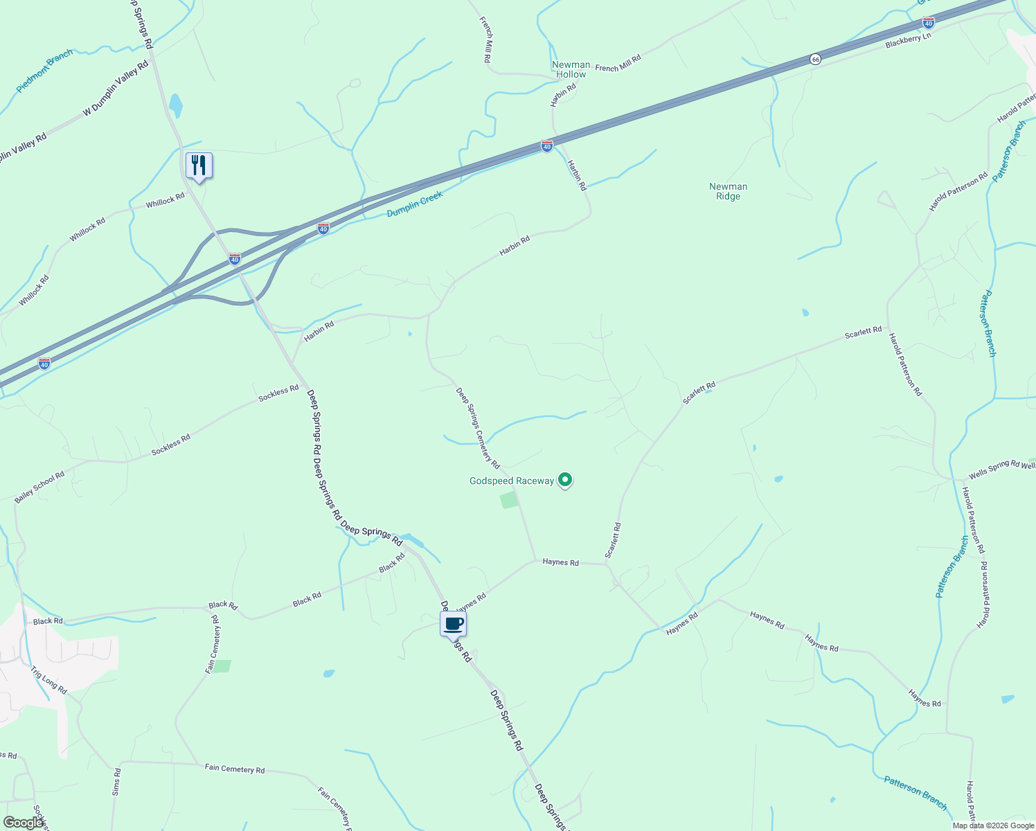 map of restaurants, bars, coffee shops, grocery stores, and more near 802 Deep Springs Cemetery Road in Dandridge