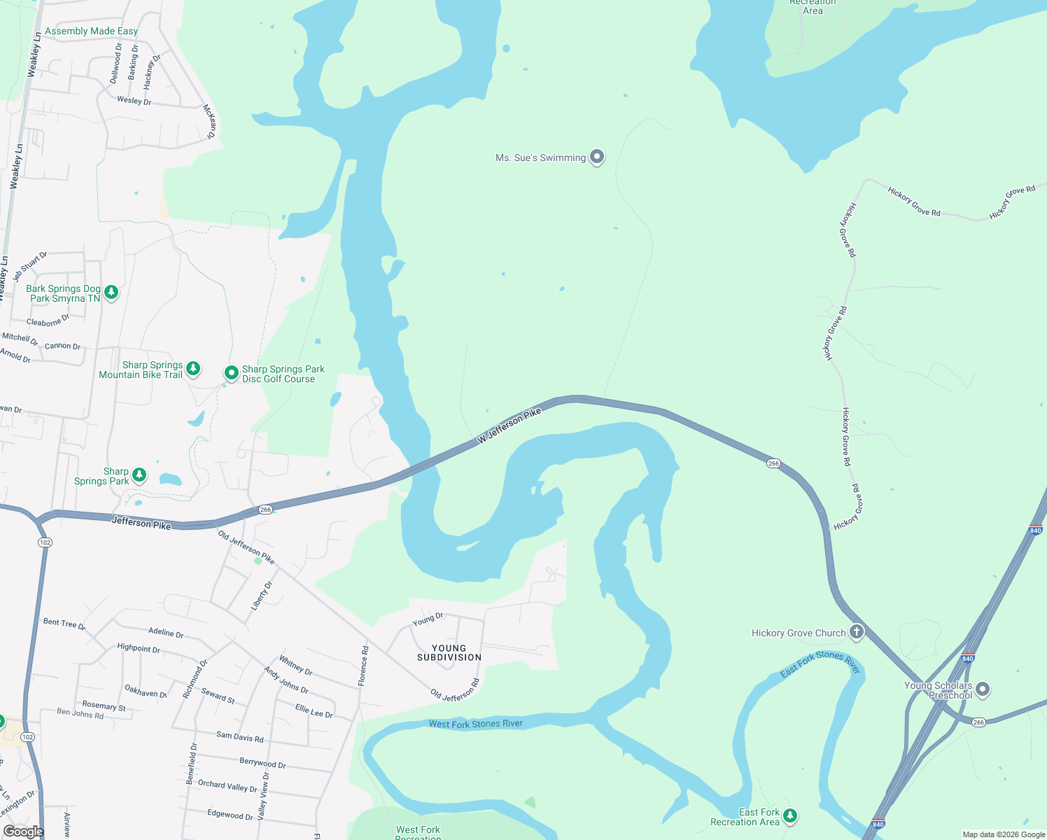 map of restaurants, bars, coffee shops, grocery stores, and more near 7879 West Jefferson Pike in Smyrna