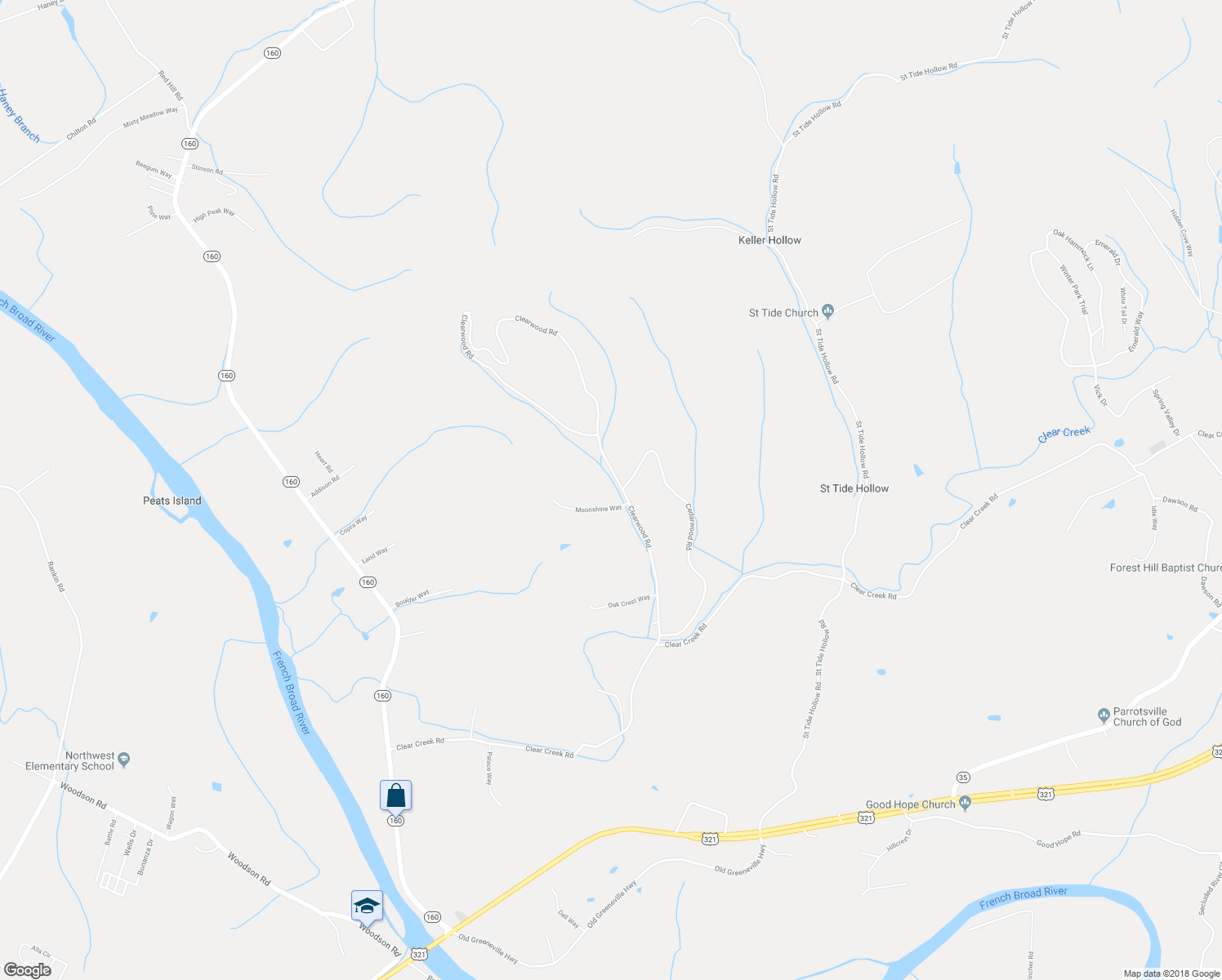 map of restaurants, bars, coffee shops, grocery stores, and more near 403 Clearwood Road in Newport