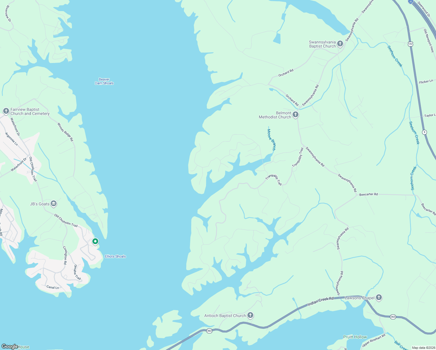 map of restaurants, bars, coffee shops, grocery stores, and more near 2118 Stone View Drive in Dandridge