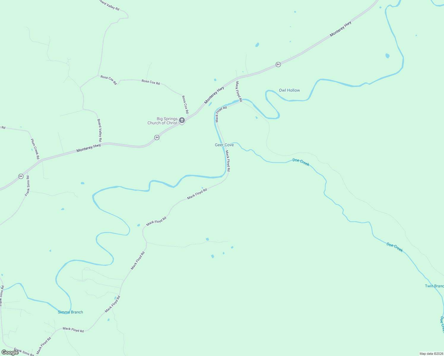 map of restaurants, bars, coffee shops, grocery stores, and more near 2359 Mack Floyd Road in Sparta
