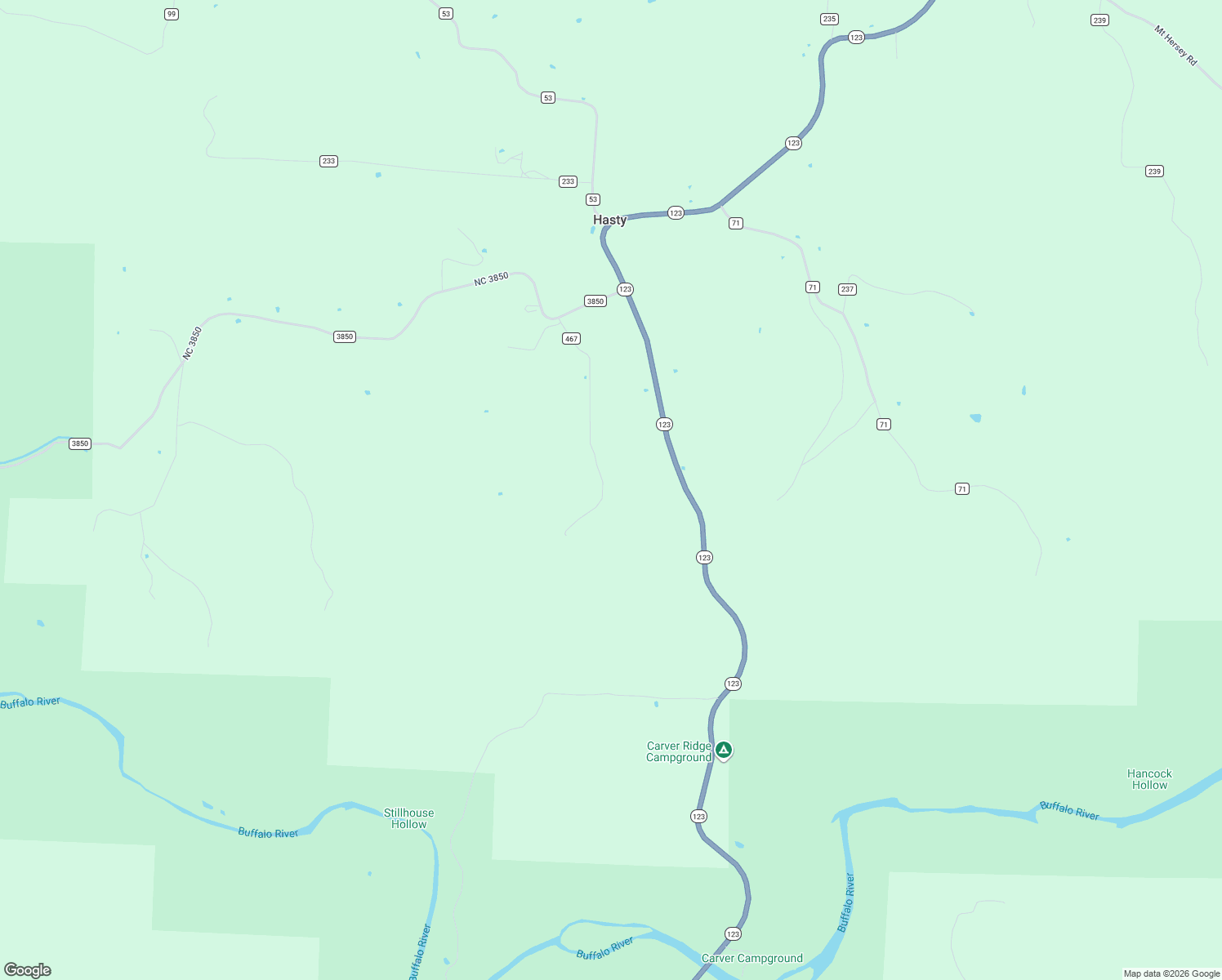 map of restaurants, bars, coffee shops, grocery stores, and more near 567 NC 3851 in Hasty