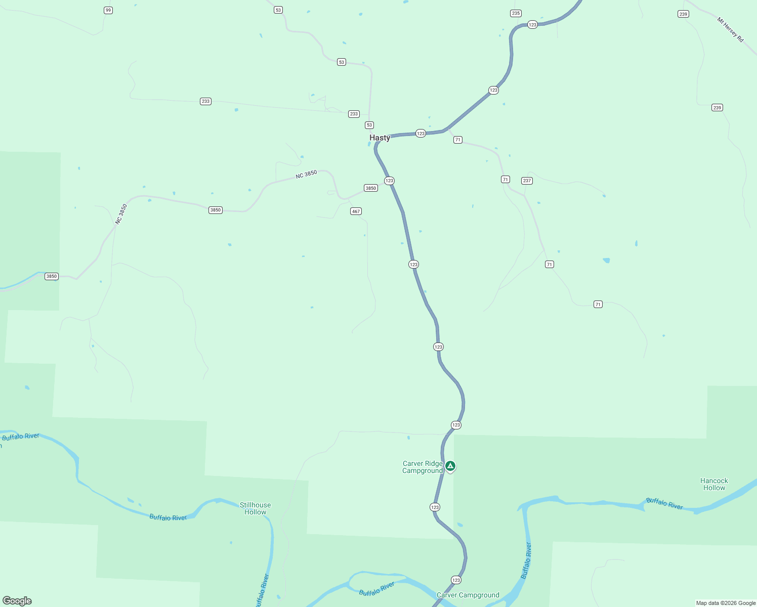 map of restaurants, bars, coffee shops, grocery stores, and more near 567 NC 3851 in Hasty