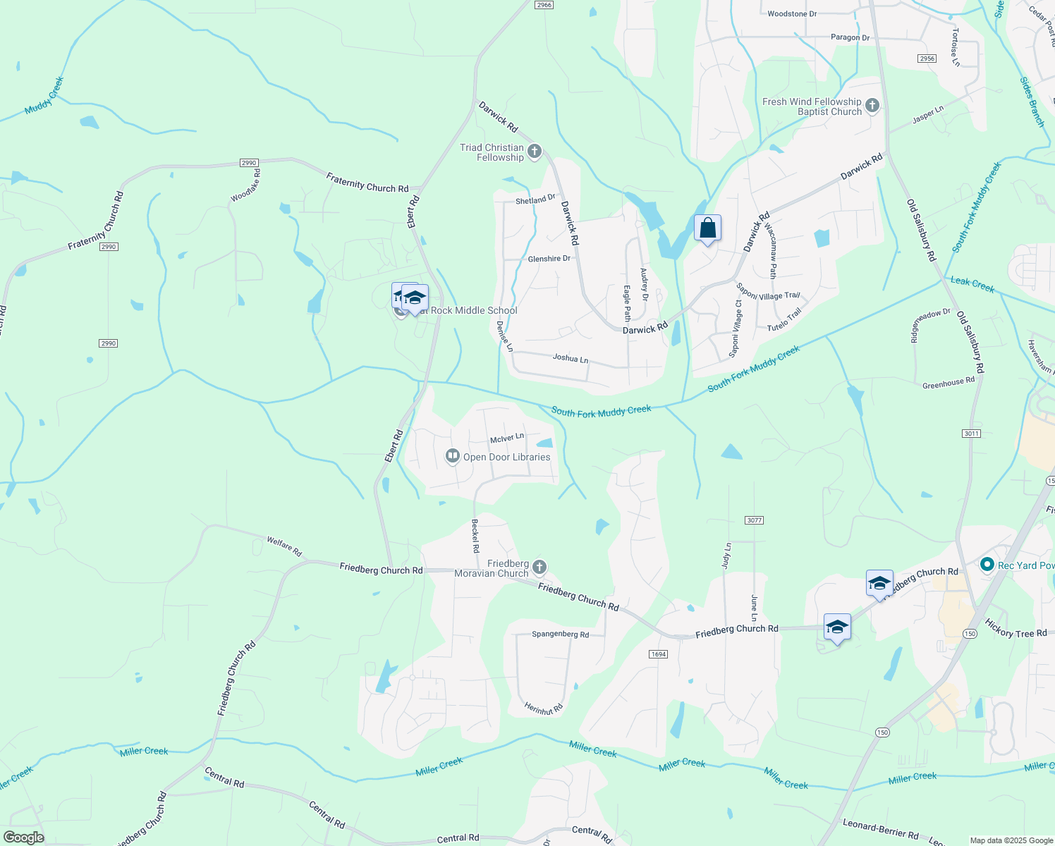 map of restaurants, bars, coffee shops, grocery stores, and more near 4625 Beckel Court in Winston-Salem