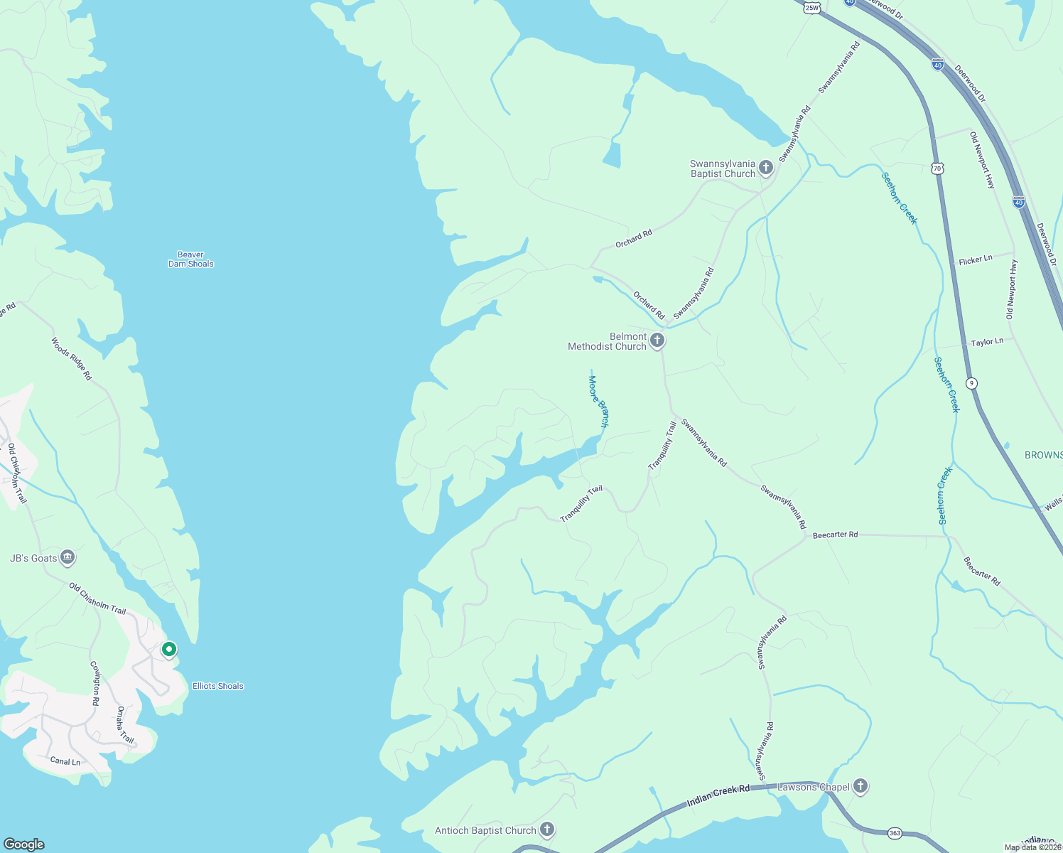 map of restaurants, bars, coffee shops, grocery stores, and more near S02 Stone Bridge Drive in Dandridge