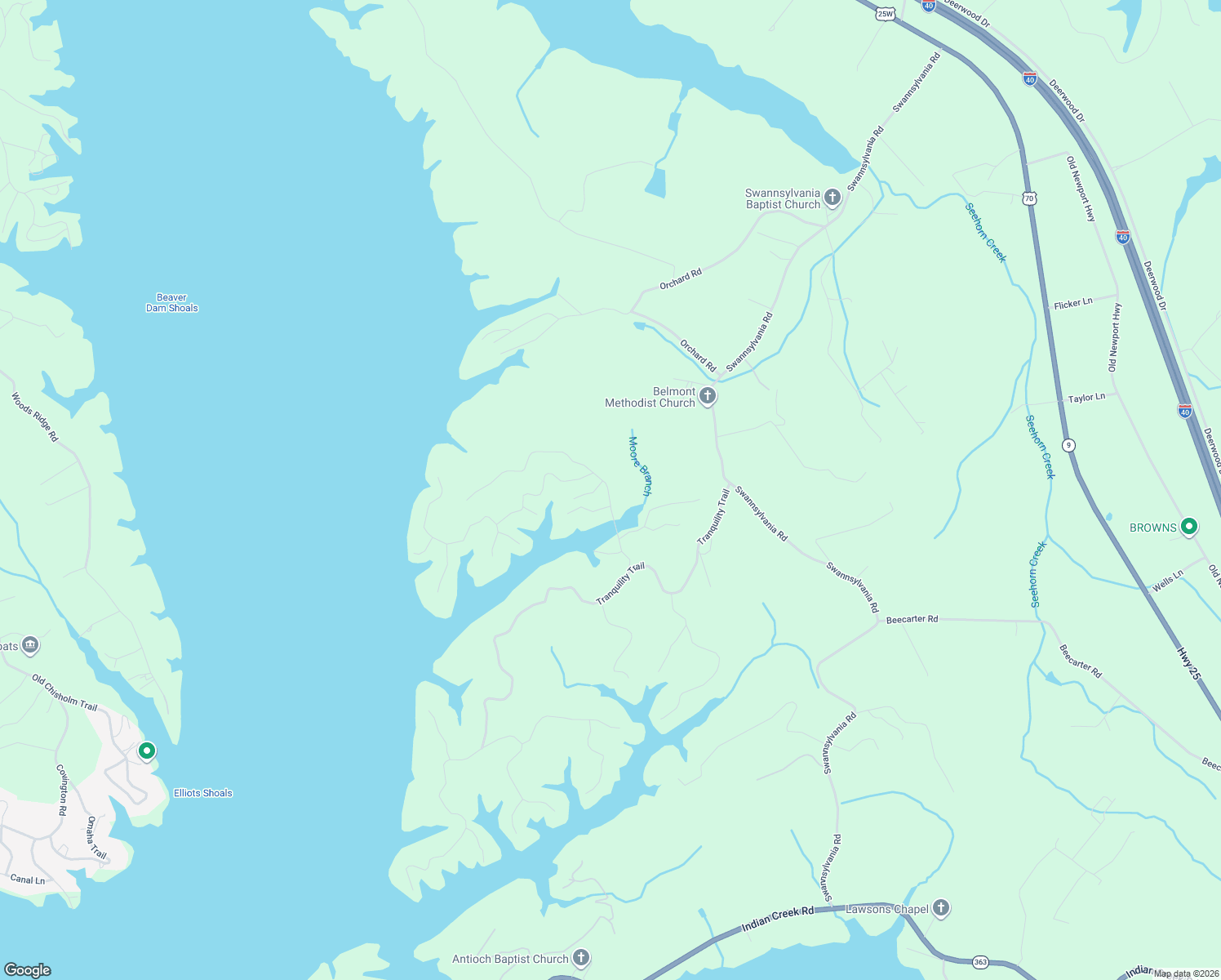 map of restaurants, bars, coffee shops, grocery stores, and more near S02 Stone Bridge Drive in Dandridge