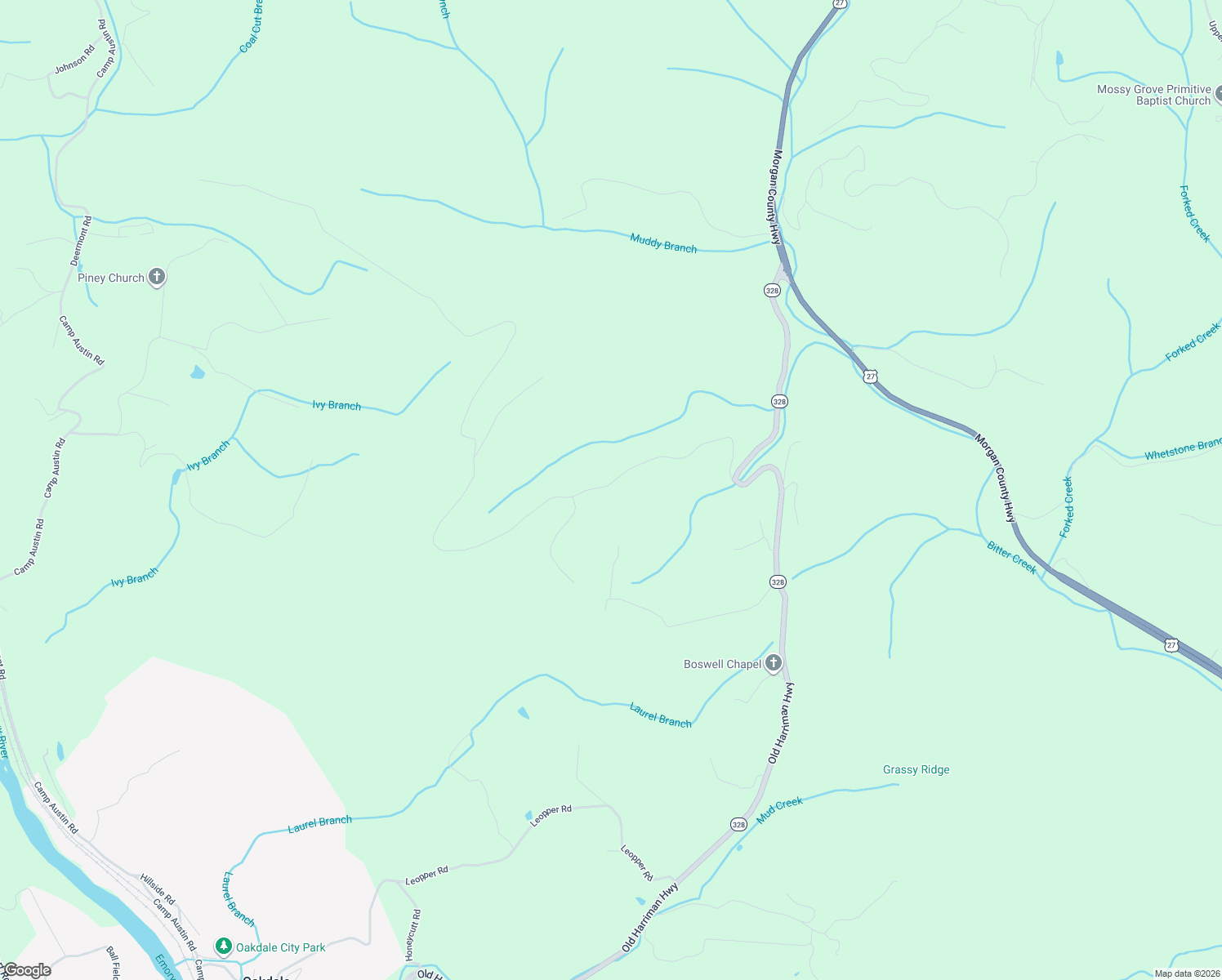 map of restaurants, bars, coffee shops, grocery stores, and more near 631 Green Ridge Trail in Harriman