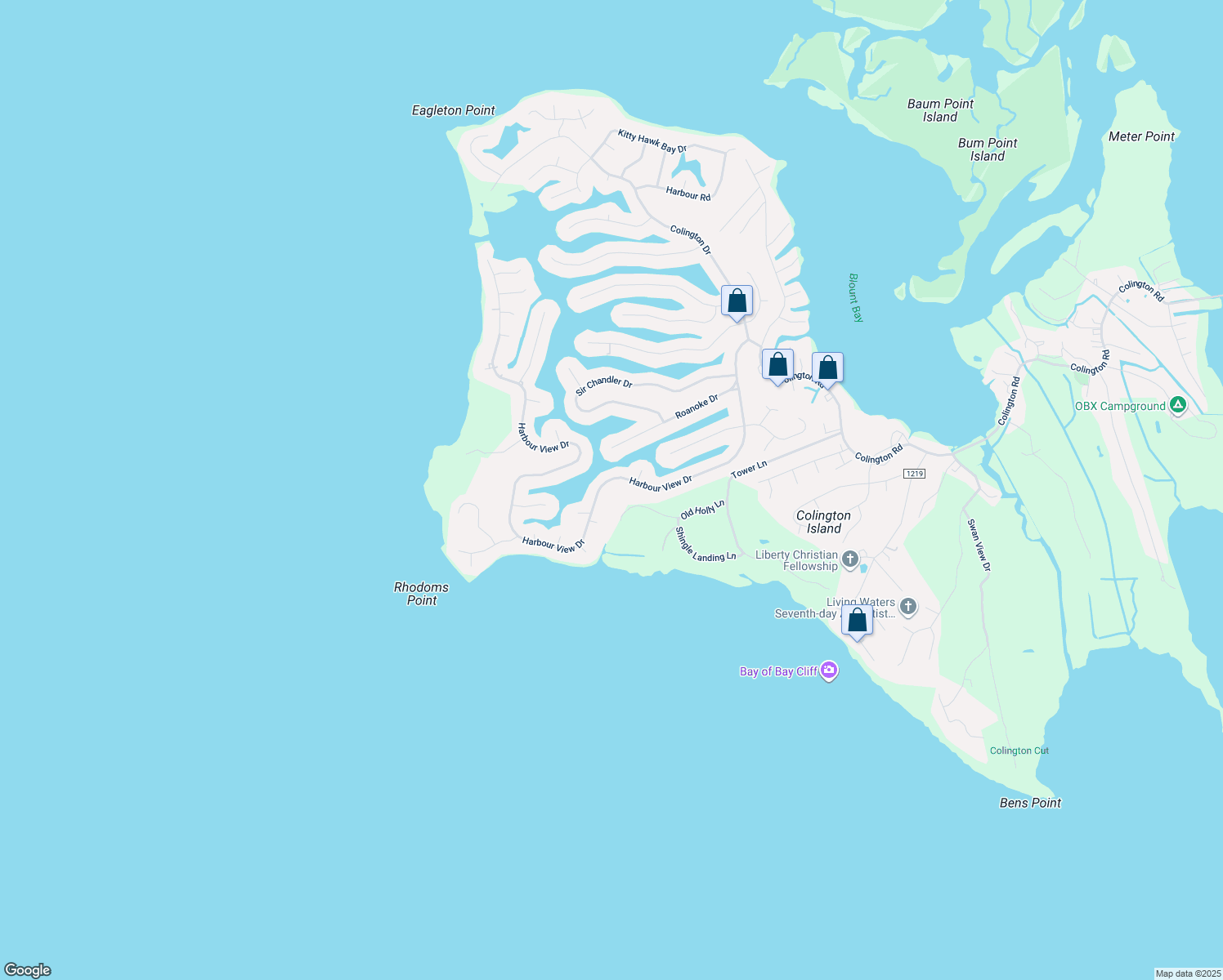 map of restaurants, bars, coffee shops, grocery stores, and more near 523 Harbour View Drive in Kill Devil Hills