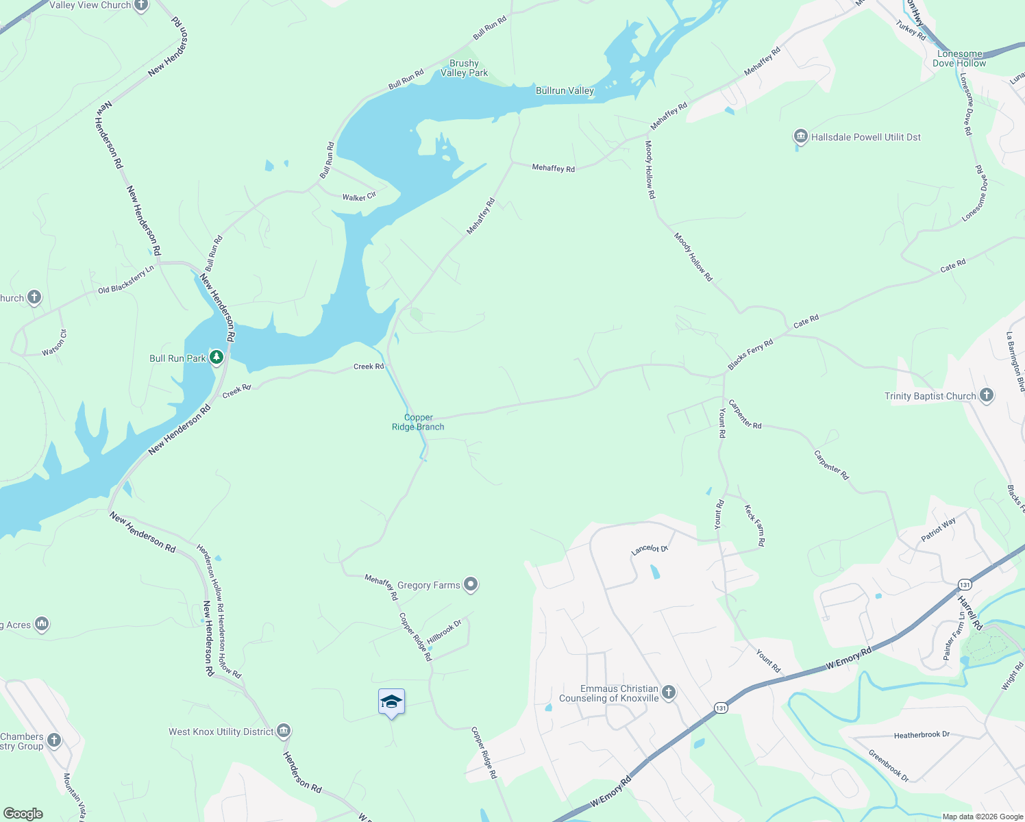 map of restaurants, bars, coffee shops, grocery stores, and more near 156 Blacks Ferry Road in Knoxville