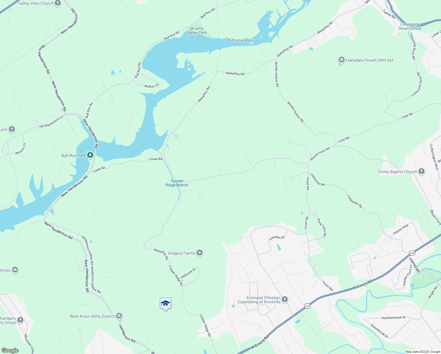 map of restaurants, bars, coffee shops, grocery stores, and more near 156 Blacks Ferry Road in Knoxville