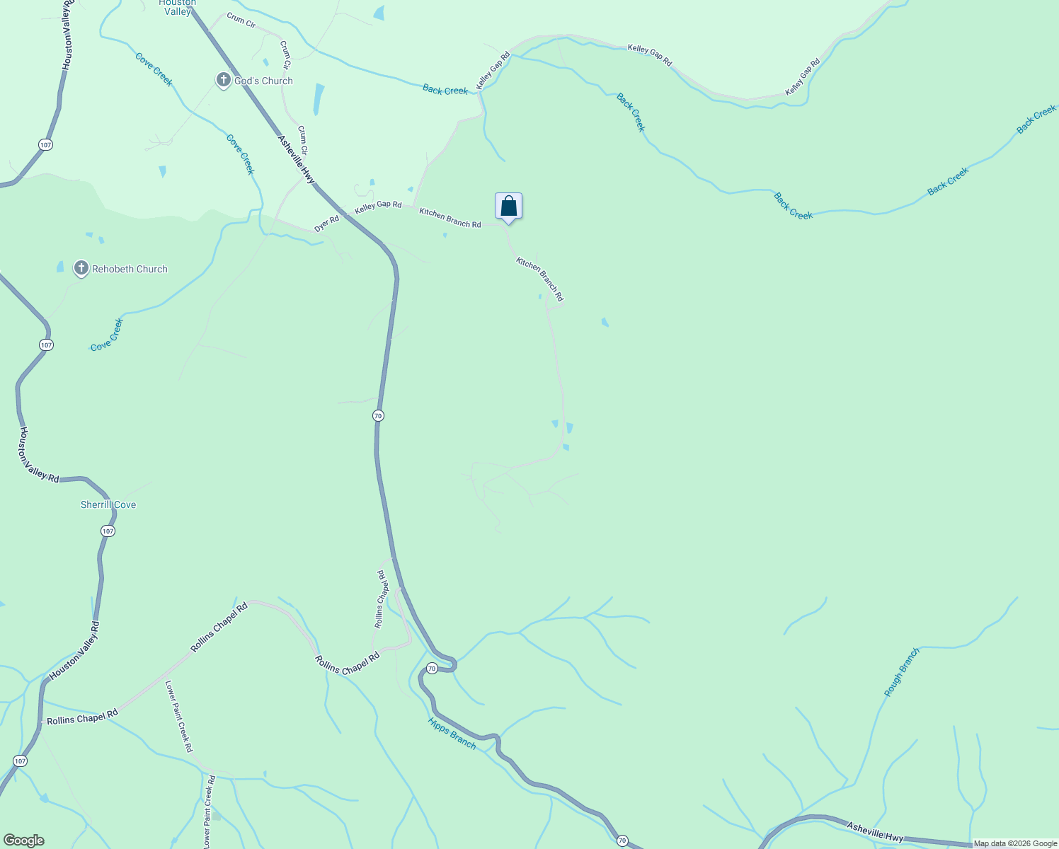map of restaurants, bars, coffee shops, grocery stores, and more near 1080 Kitchen Branch Rd in Greeneville