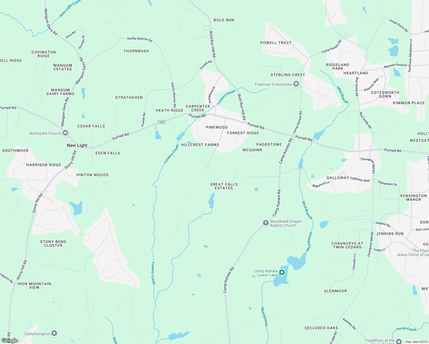 map of restaurants, bars, coffee shops, grocery stores, and more near 7132 Shady Glen Lane in Wake Forest