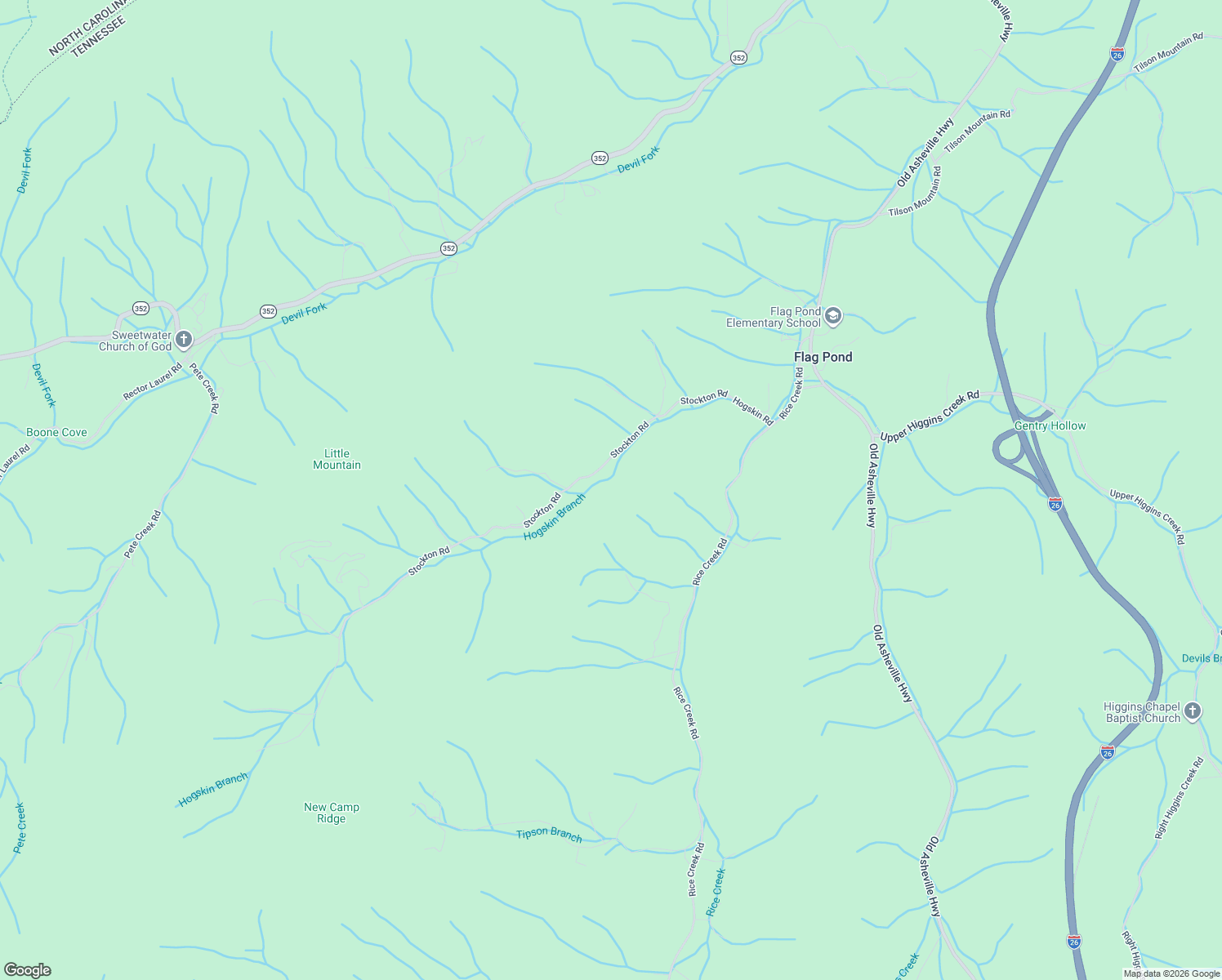 map of restaurants, bars, coffee shops, grocery stores, and more near 786 Stockton Road in Flag Pond