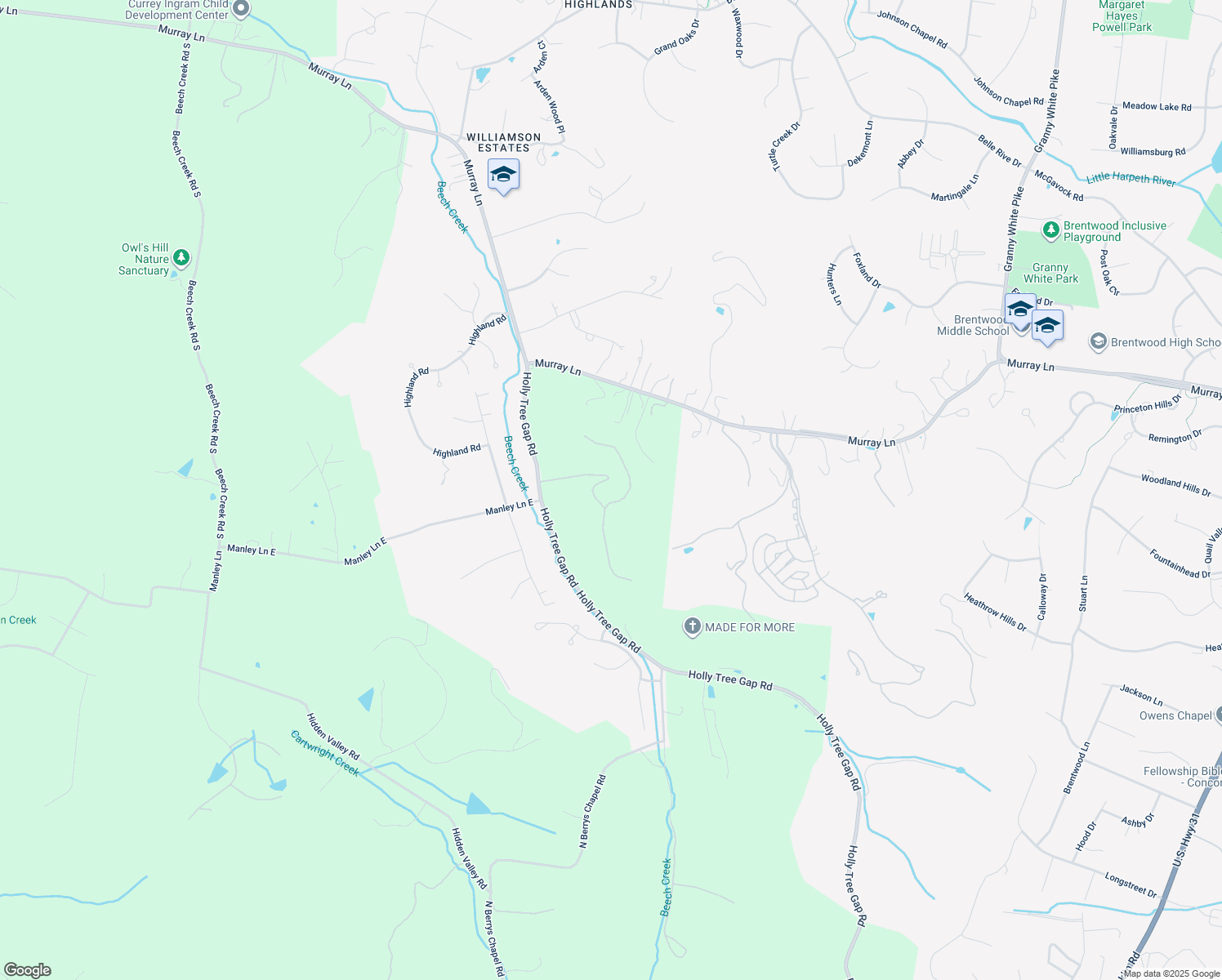 map of restaurants, bars, coffee shops, grocery stores, and more near 730 Valhalla Lane in Brentwood