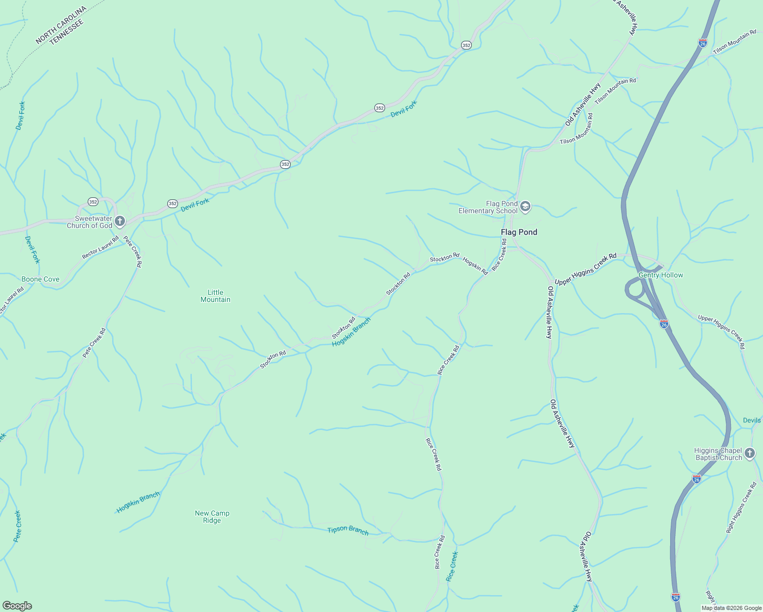 map of restaurants, bars, coffee shops, grocery stores, and more near 786 Stockton Road in Flag Pond