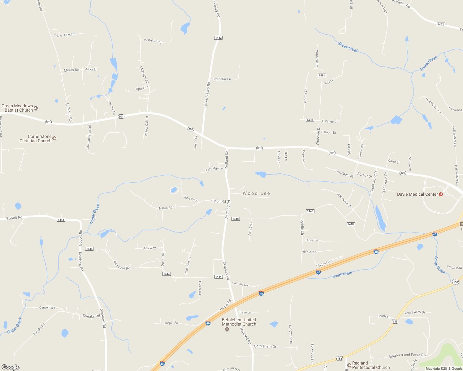 map of restaurants, bars, coffee shops, grocery stores, and more near 752 Redland Road in Advance